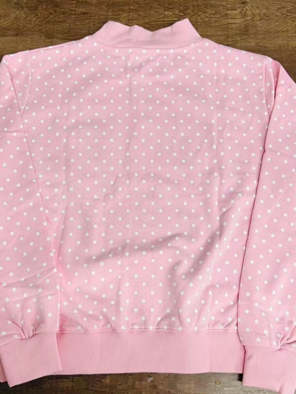 PARKE Pink Polka Dot Mock Neck Sweatshirt - Picture 6 of 7